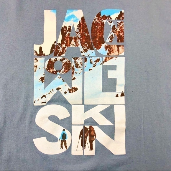 𝅺JACK Wolfskin steel blue graphic Men’s long sleeve tee Large - Picture 2 of 10